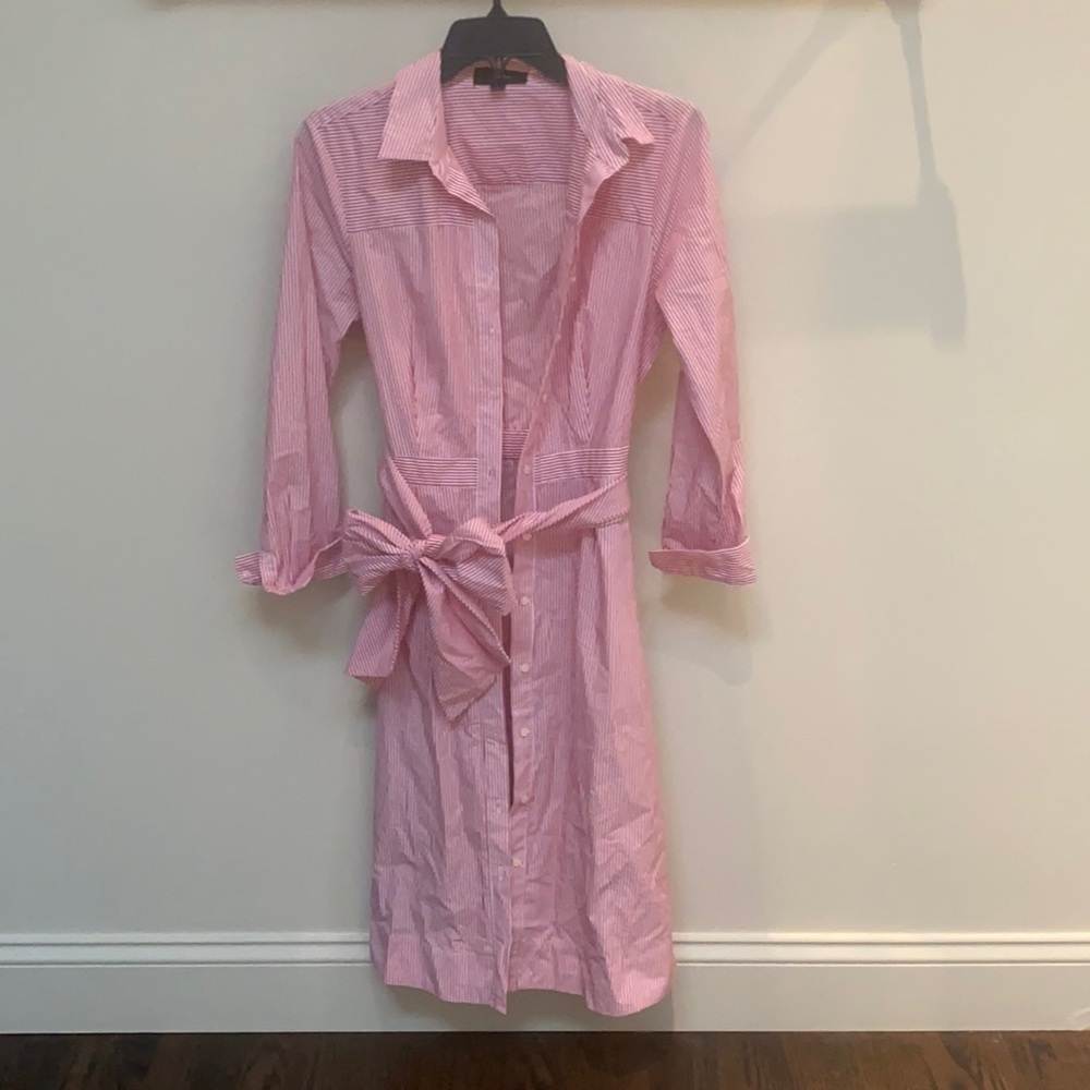 J Crew Button Pinstripe Red/White Shirt Dresss